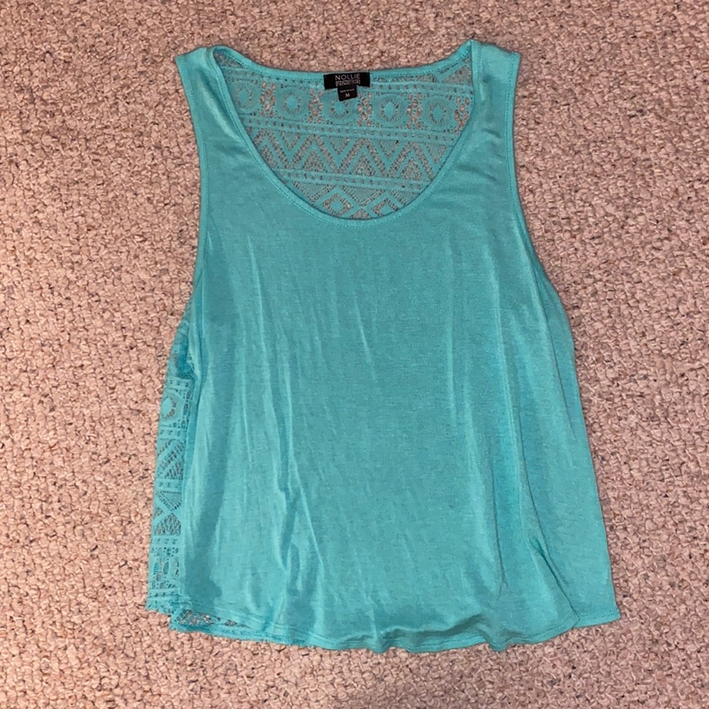 Nollie tank top seafoam blue/green with lace back